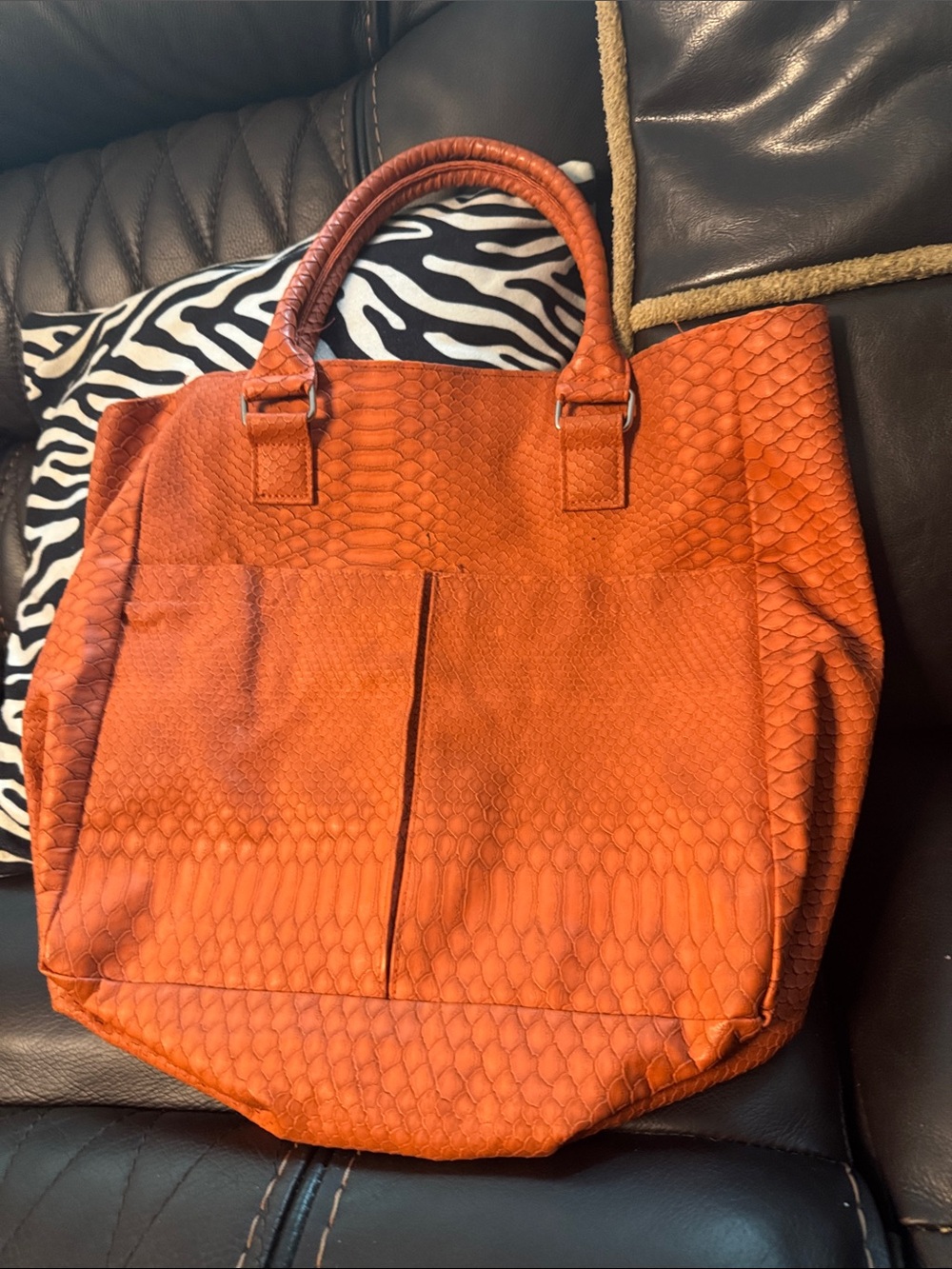 Women’s Orange Textured Tote Bag